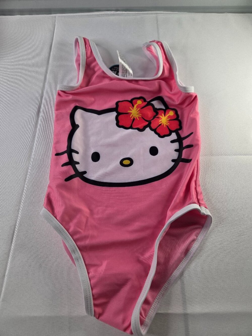Hello Kitty Girls One Piece Swimsuit Pink White NWT Size S 6-6x Sanrio